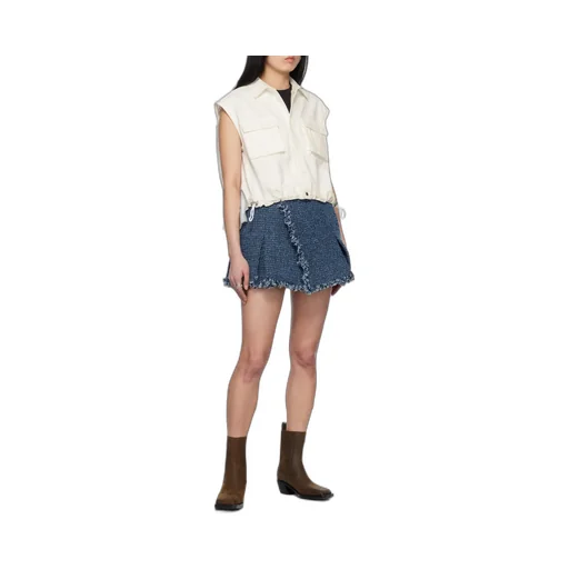 Collared Pleated Sleeveless Shirt