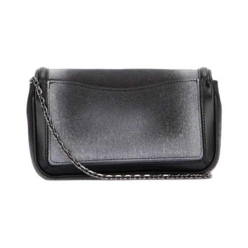Embellished Foldover Top Denim Shoulder Bag