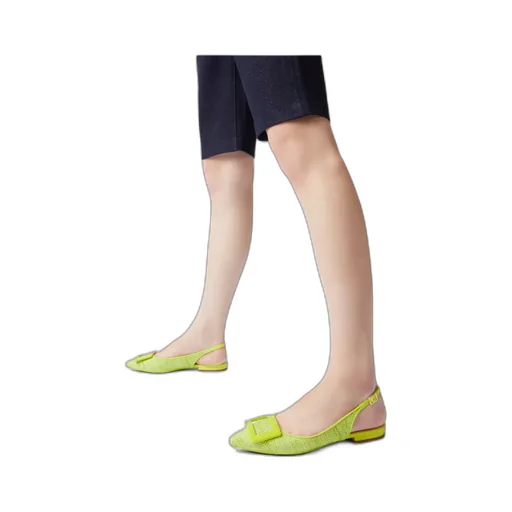 Gommettine Lacquered Buckle Slingback Piping Ballerinas