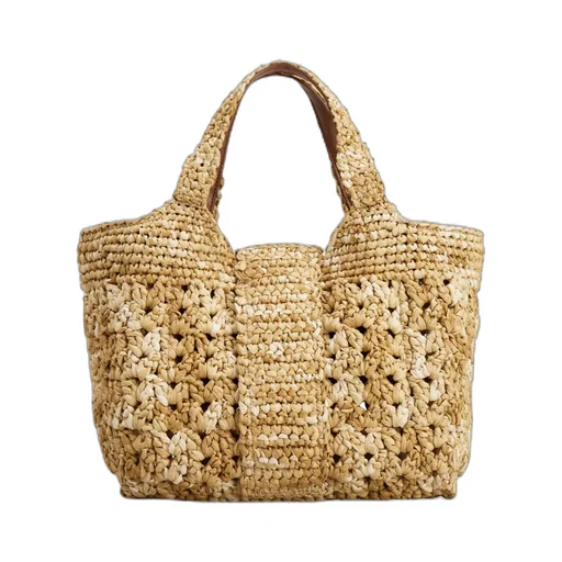 Logo Engraved Woven Shoulder Bag