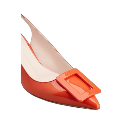 Virgule Lacquered Buckle Slingback Pumps