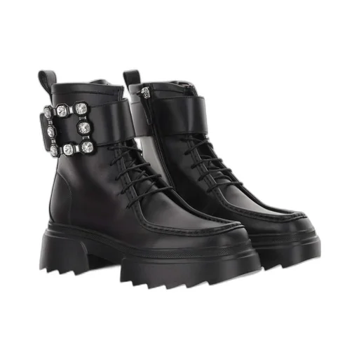 Embellished Lace-Up Boots
