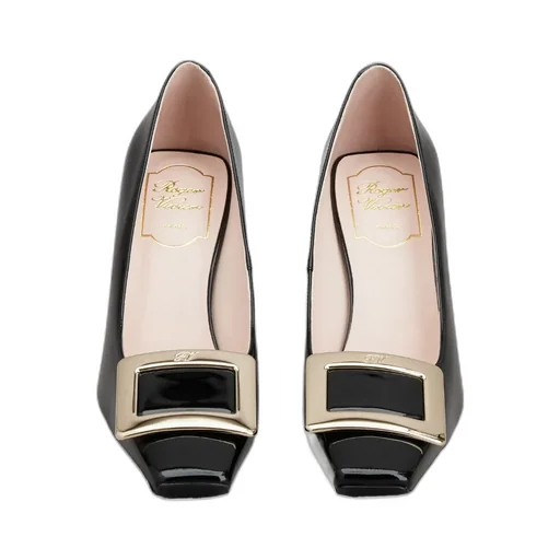 Logo Engraved Block Heel Pumps