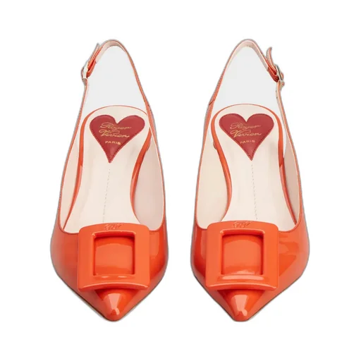 Virgule Lacquered Buckle Slingback Pumps