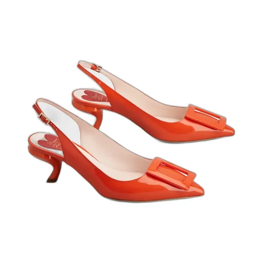 Virgule Lacquered Buckle Slingback Pumps
