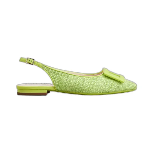 Gommettine Lacquered Buckle Slingback Piping Ballerinas
