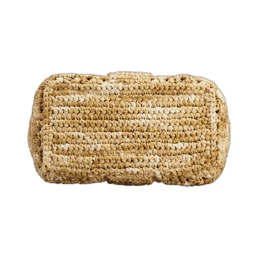 Logo Engraved Woven Shoulder Bag