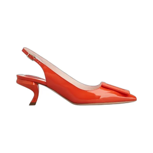 Virgule Lacquered Buckle Slingback Pumps