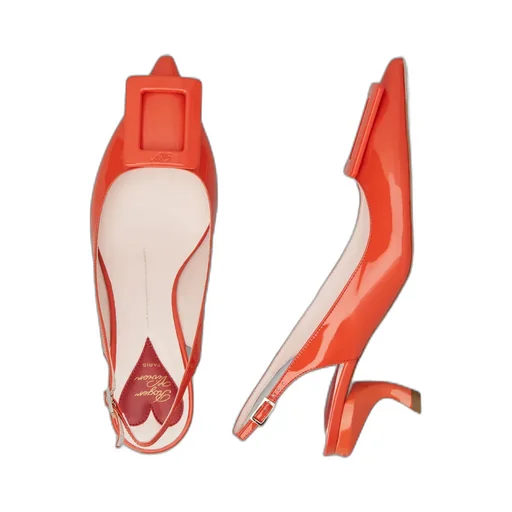 Virgule Lacquered Buckle Slingback Pumps