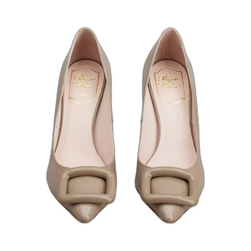 Viv' Choc Lacquered Buckle Pumps