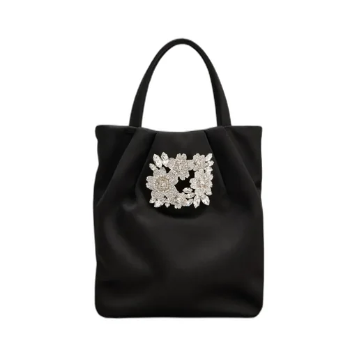 Drape Pocket Bouquet Buckle Embellished Micro Tote Bag