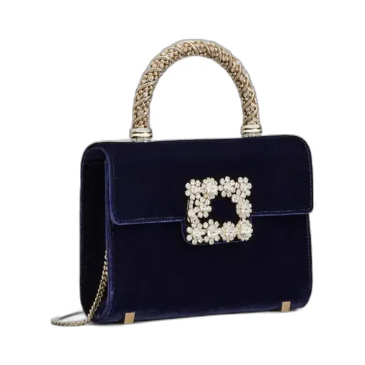 Flower Strass Jewel Buckle Mini Clutch Bag