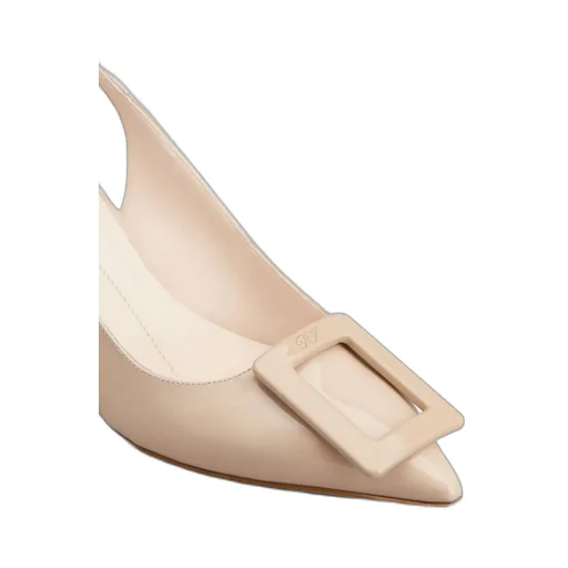Virgule Lacquered Buckle Slingback Pumps