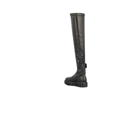 Viv' Go-Thick Metal Buckle Stretch Cuissard Boots In Soft Leather