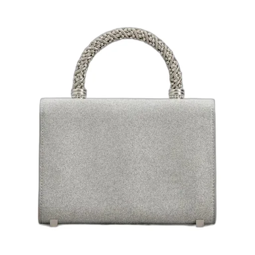 Flower Strass Jewel Buckle Clutch Bag Mini In Glitter Fabric
