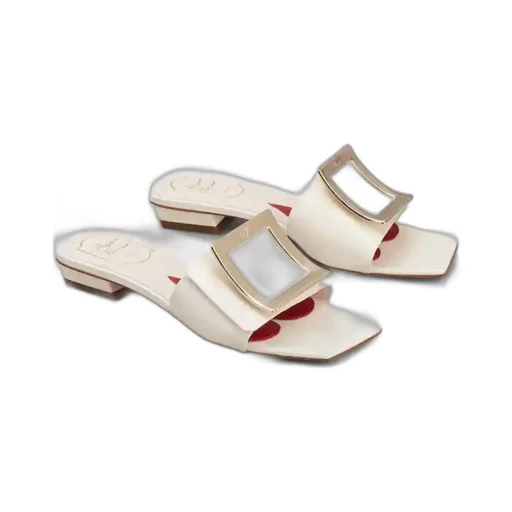 Belle Vivier Metal Buckle Mules