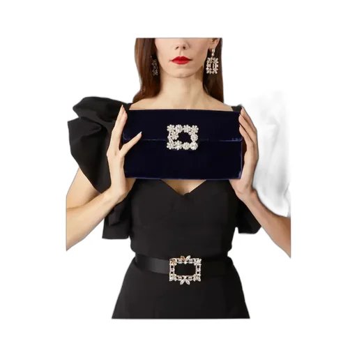 Flower Strass Buckle Clutch Bag