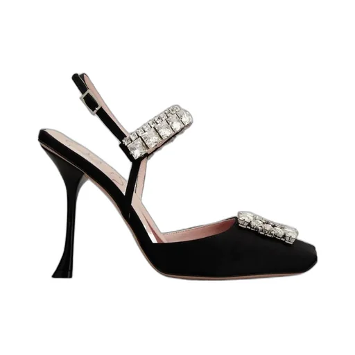 Slingback Pumps Rhinestone Buckle In Satin