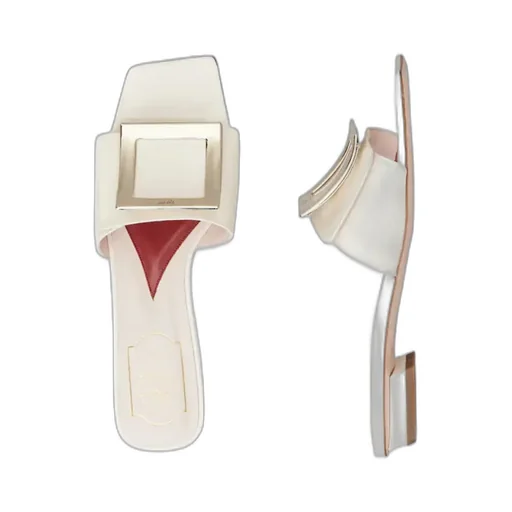 Belle Vivier Metal Buckle Mules