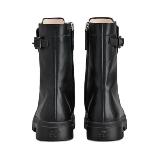 Walky Viv' Strass Buckle Lace Up Boots In Leather
