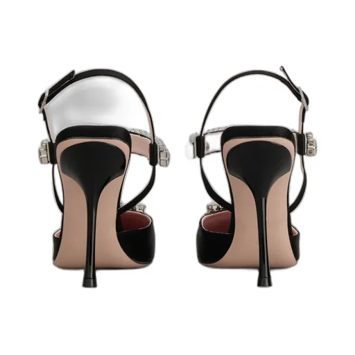 Slingback Pumps Rhinestone Buckle In Satin