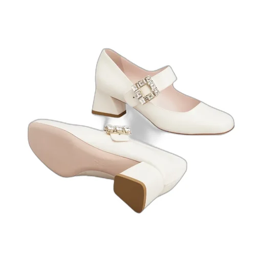 TrÈS Vivier Rhinestone Buckle Babies Pumps
