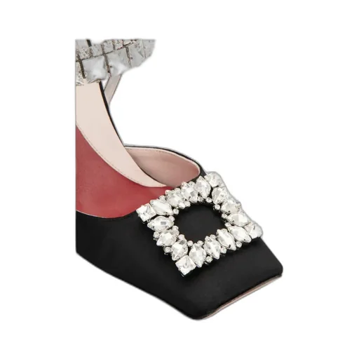 Slingback Pumps Rhinestone Buckle In Satin