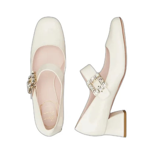 TrÈS Vivier Rhinestone Buckle Babies Pumps