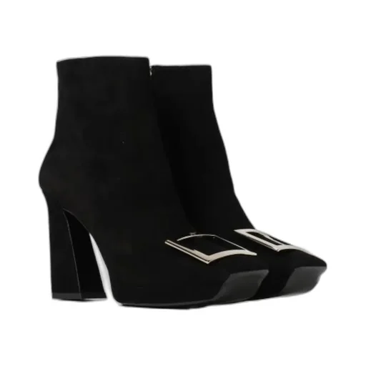 Viv' Square Metal Buckle Platform Ankle Boots