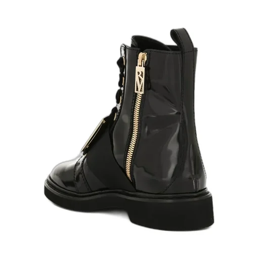 Metal Buckle Velvet Shoelace Ankle Boots