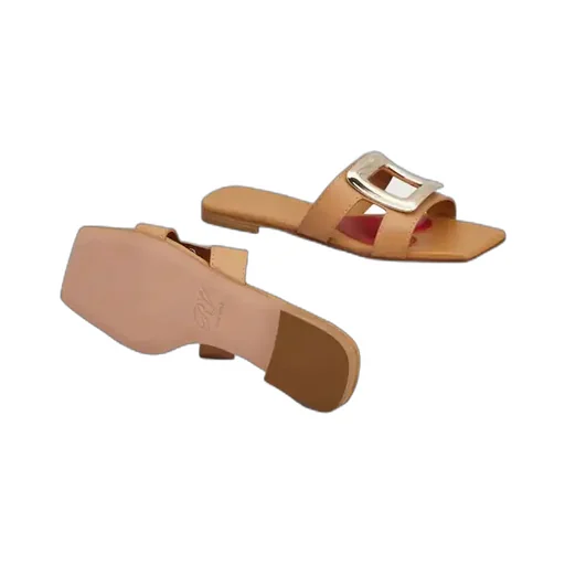 Logo Engraved Square Toe Sandals