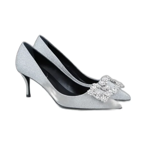 Flower Buckle Pointed Toe Pumps