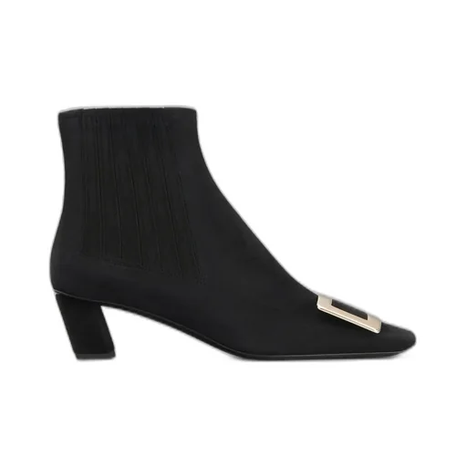 Belle Vivier Suede And Metal Buckle Chelsea Booties