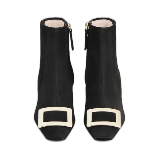 Belle Vivier Suede And Metal Buckle Chelsea Booties