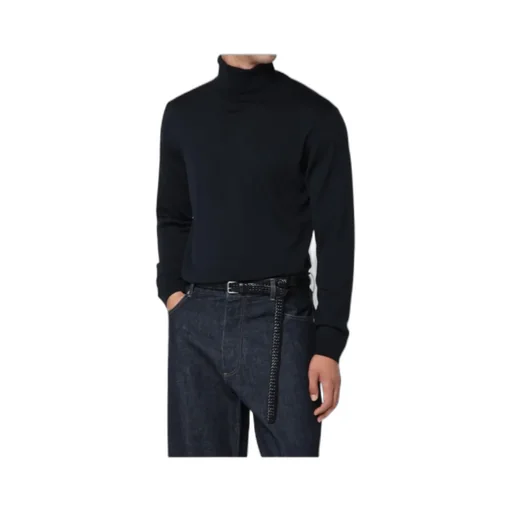 High-Necked Long-Sleeve Knitted Sweater