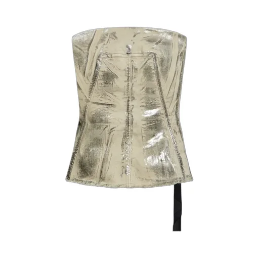 Metallic-Effect Frayed-Edge Top