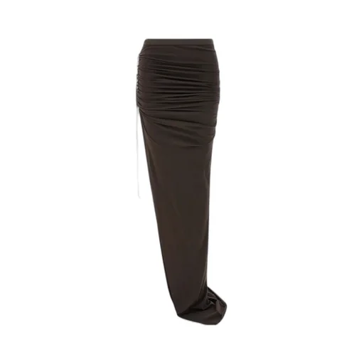 Front-Slit Drawstring Long Skirt