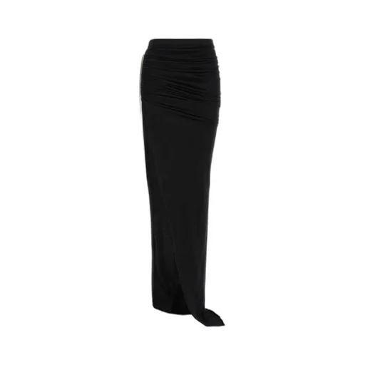 Drawstring Side-Slit Maxi Skirt