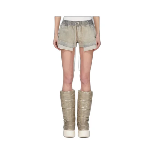 Drawstring Side-Slit Denim Shorts