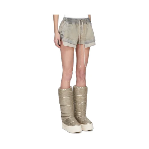 Drawstring Side-Slit Denim Shorts