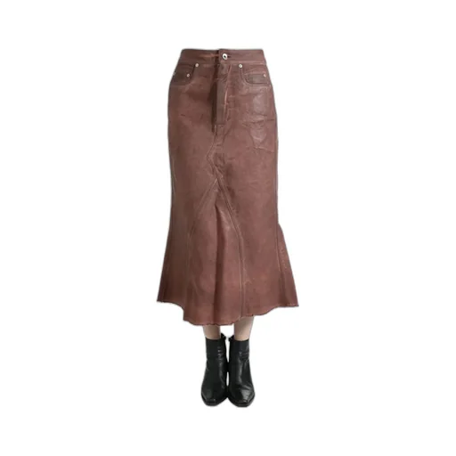 Denim Godet Skirt