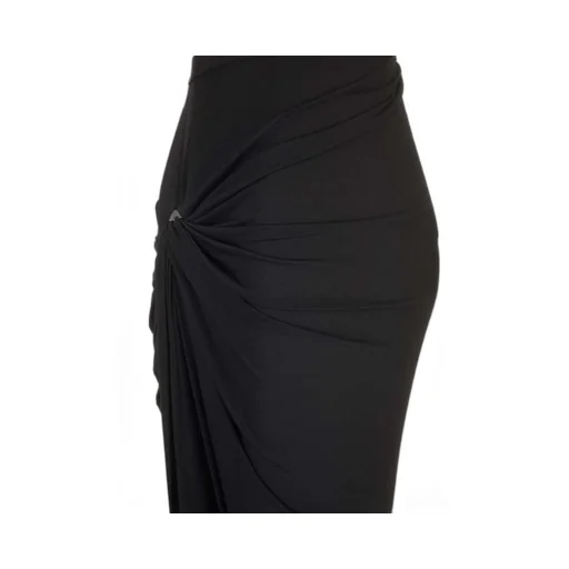 Knot-Detailed Draped Midi Skirt