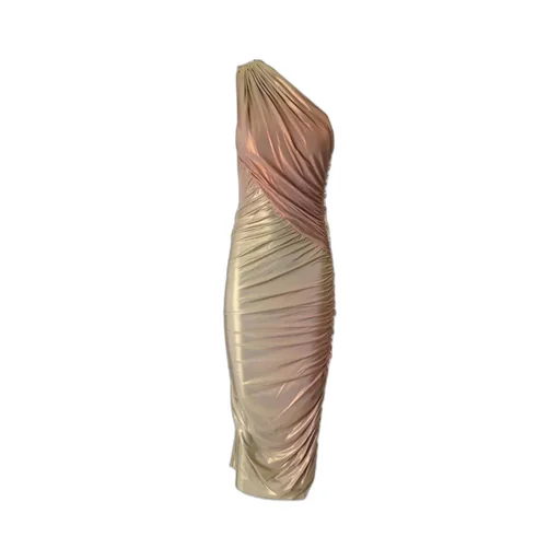One-Shoulder Draped Midi Dress