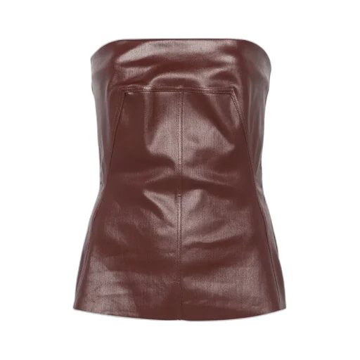 Coated-Denim Bustier Top