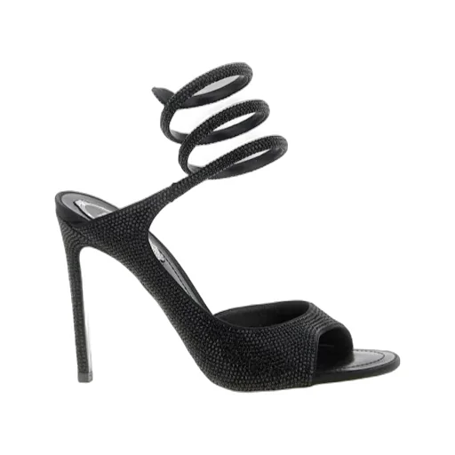 105Mm Crystal-Embellished Spiral-Wrap Sandals