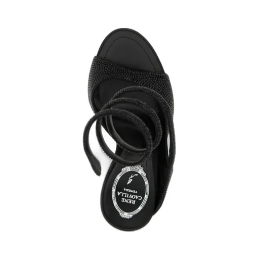 105Mm Crystal-Embellished Spiral-Wrap Sandals