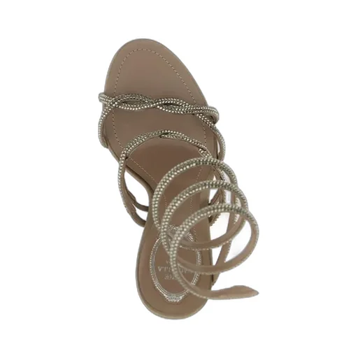 Braid Cleo Fog Satin Embellished Sandals