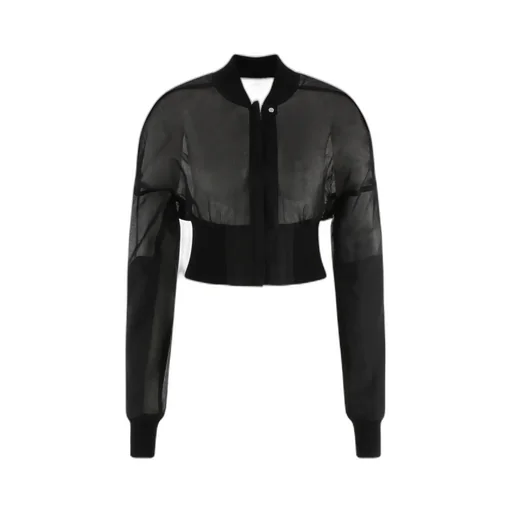 Flight Semi-Sheer Zipped Bomber Jacket