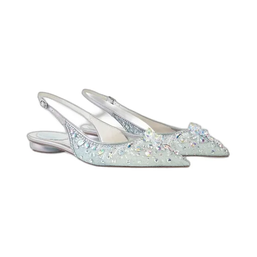 Gem-Embellished Pointed Slingbacks