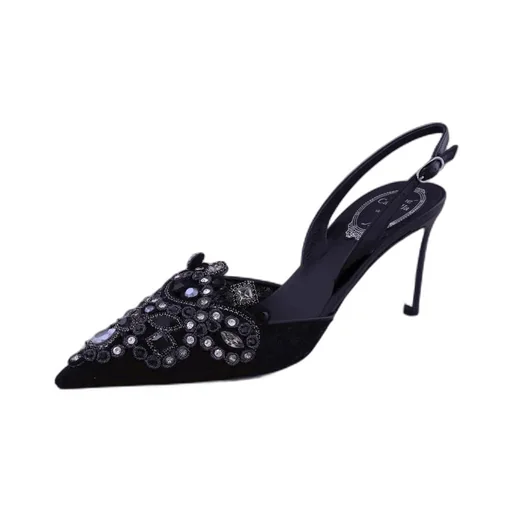 High-Heeled Shoes With Diamond Tips